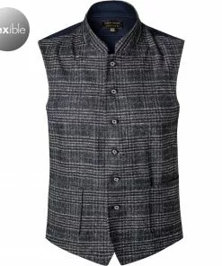 Pierre Cardin Weste Gui 97346/000/15409/2201 Wolle, Schwarz kariert, Schwarz