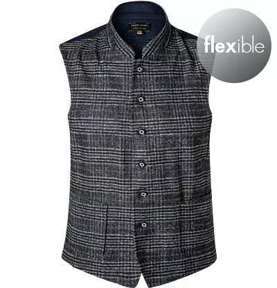 Pierre Cardin Weste Gui 97346/000/15409/2201 Wolle, Schwarz kariert, Schwarz 4 Pierre Cardin Weste Gui 97346/000/15409/2201 Wolle, Schwarz kariert, Schwarz – Bild 2