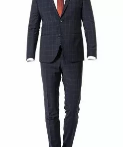 CG Anzug Ian SV/Ike 90-149S3/423722+433093/63 Super Slim Fit, Wolle, Dunkelblau kariert, Dunkelblau
