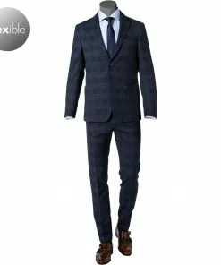 Pierre Cardin Anzug 42288+72534/810/14269/3200 Modern Fit, Mikrofaser, Blau kariert, Blau