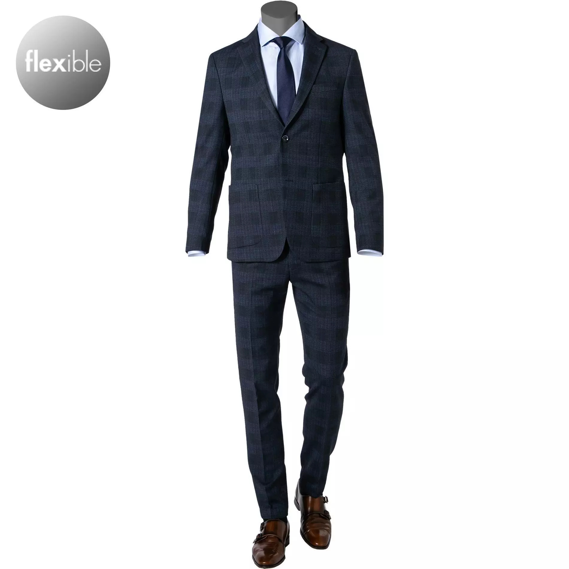 Pierre Cardin Anzug 42288+72534/810/14269/3200 Modern Fit, Mikrofaser, Blau kariert, Blau 3 Pierre Cardin Anzug 42288+72534/810/14269/3200 Modern Fit, Mikrofaser, Blau kariert, Blau