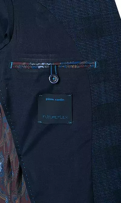 Pierre Cardin Anzug 42288+72534/810/14269/3200 Modern Fit, Mikrofaser, Blau kariert, Blau 9 Pierre Cardin Anzug 42288+72534/810/14269/3200 Modern Fit, Mikrofaser, Blau kariert, Blau – Bild 7