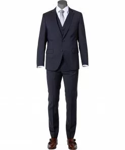 bugatti Anzug 99801/793000+780200+788300/390 Anzug mit Weste, Modern Fit, Merinowolle, Marineblau, Marine