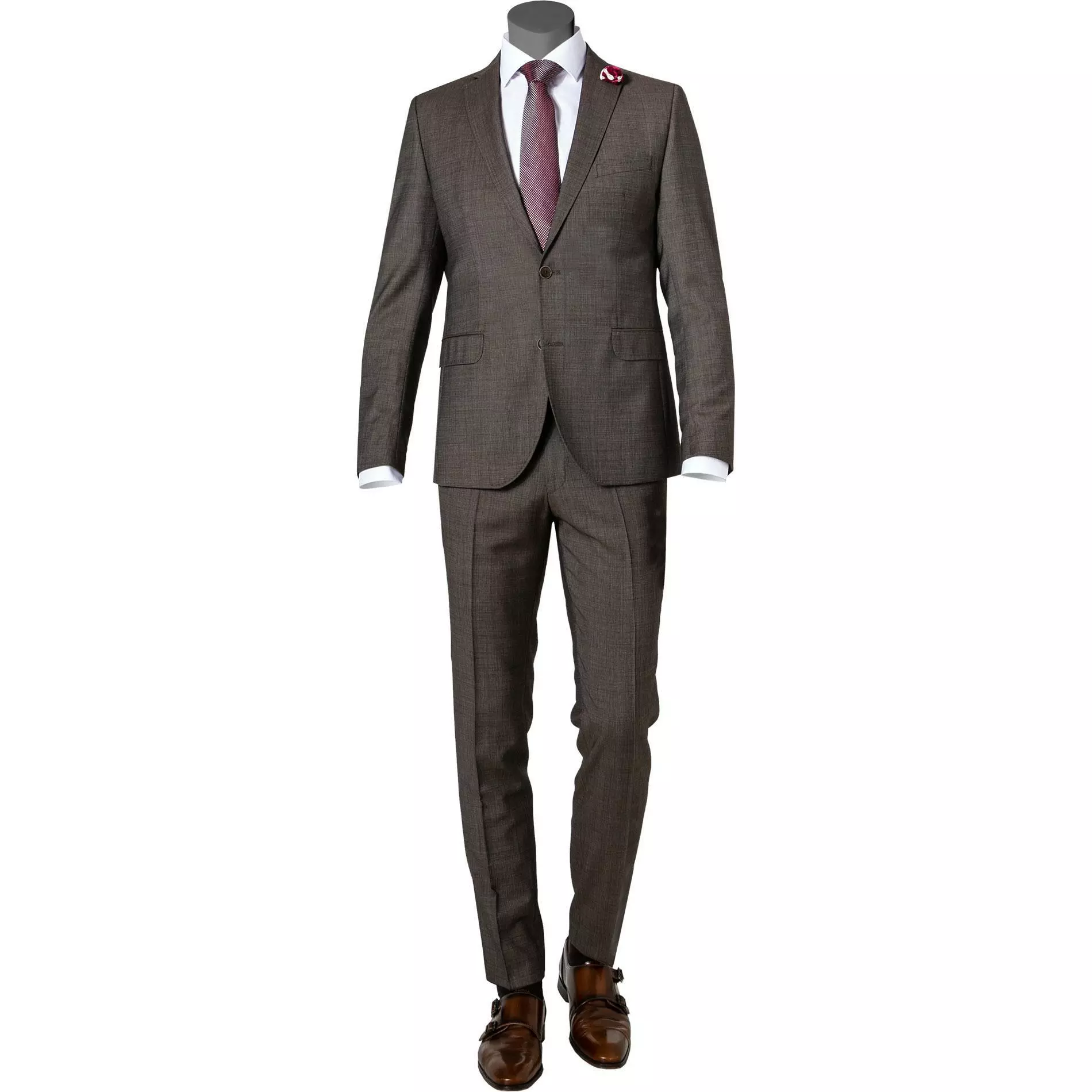CG Anzug 90-146N0/424002+430013/72 Slim Fit, Schurwolle, Braun meliert , Braun 3 CG Anzug 90-146N0/424002+430013/72 Slim Fit, Schurwolle, Braun meliert , Braun