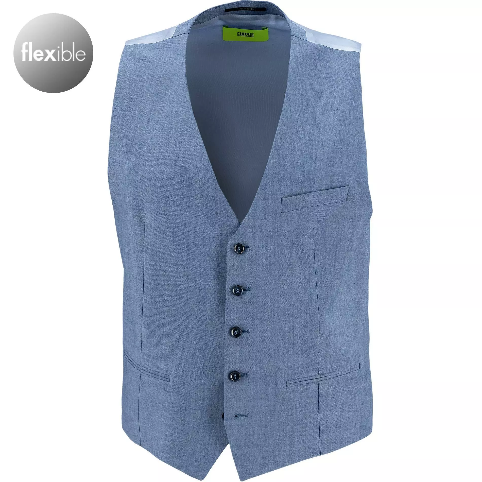 CINQUE Weste Cimonopoli 2639-1543/66 Schurwoll-Stretch, Blau meliert, Blau 3 CINQUE Weste Cimonopoli 2639-1543/66 Schurwoll-Stretch, Blau meliert, Blau