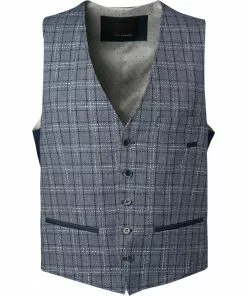 ROY ROBSON Weste 005045041466100/H420 Baumwolle-Leinen, Mittelblau kariert, Mittelblau