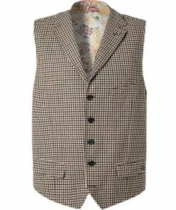 CG Weste Mortimer 11-213S6/242850/62 Baumwolle-Leinen, Braun kariert, Braun-blau