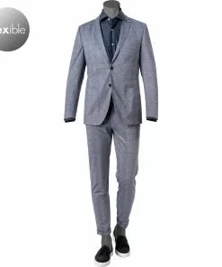 CG Anzug Cirk SV-Clow 11-234J3/225352+239333/62 Slim Fit, Stretch-Mikrofaser, Blau kariert, Blau