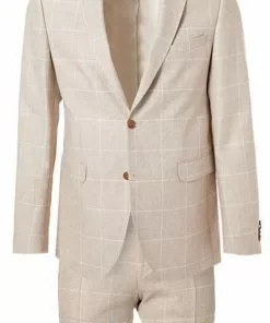 CG Anzug Paul SV+Paco 11-077N3/225222+230053/22 Slim Fit, Leinen-Wolle, Beige kariert, Hellbeige -Anzüge & Westen Geschäft 364551 norm2