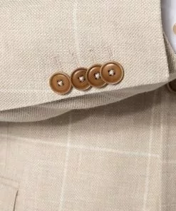 CG Anzug Paul SV+Paco 11-077N3/225222+230053/22 Slim Fit, Leinen-Wolle, Beige kariert, Hellbeige -Anzüge & Westen Geschäft 364551 norm4