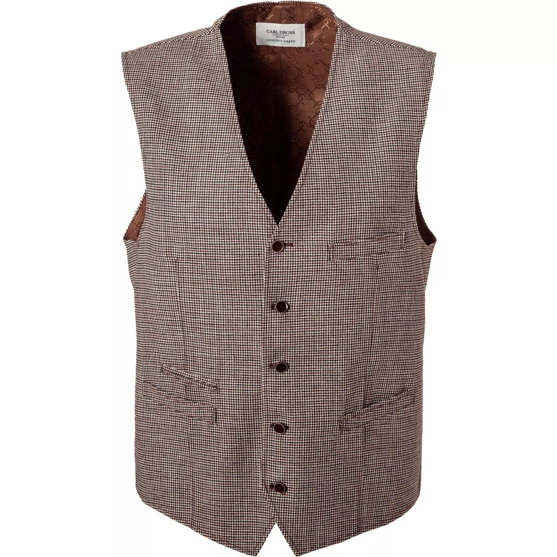 Carl Gross Weste Wilson-G 11-195S6/145180/72 Wolle-Leinen, Braun gemustert, Braun 3 Carl Gross Weste Wilson-G 11-195S6/145180/72 Wolle-Leinen, Braun gemustert, Braun