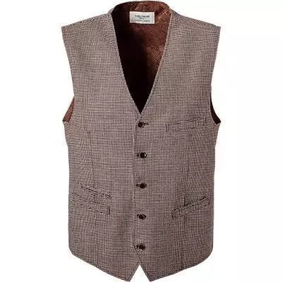 Carl Gross Weste Wilson-G 11-195S6/145180/72 Wolle-Leinen, Braun gemustert, Braun 4 Carl Gross Weste Wilson-G 11-195S6/145180/72 Wolle-Leinen, Braun gemustert, Braun – Bild 2