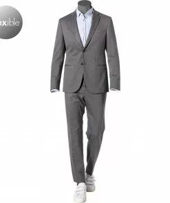 BOSS Anzug Norwin-Banks 50450433+442/041 Slim Fit, Jersey halbgefüttert, Silber meliert, Silber