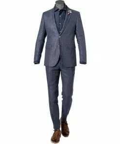 CG Anzug Paul SV/Paco 11-071N0/225222+230053/62 Slim Fit, Leinen, Jeansblau meliert, Blau
