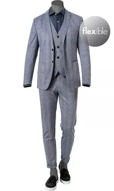 CG Anzug 11-234J3/225352+239333+242890/62 Anzug mit Weste, Slim Fit, Stretch-Mikrofaser, Blau kariert, Blau 4 CG Anzug 11-234J3/225352+239333+242890/62 Anzug mit Weste, Slim Fit, Stretch-Mikrofaser, Blau kariert, Blau – Bild 2