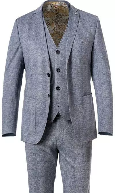 CG Anzug 11-234J3/225352+239333+242890/62 Anzug mit Weste, Slim Fit, Stretch-Mikrofaser, Blau kariert, Blau 5 CG Anzug 11-234J3/225352+239333+242890/62 Anzug mit Weste, Slim Fit, Stretch-Mikrofaser, Blau kariert, Blau – Bild 3