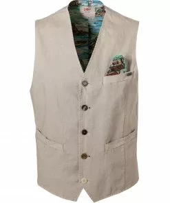 BOB Weste SHOP403 T403/sabbia Baumwolle-Leinen, Beige