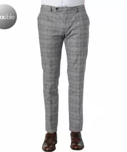 CINQUE Hose Cibravo 2123-6118/68 Baumwolle-Leinen, Blau-beige kariert , Blau-beige