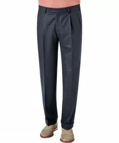 HILTL Hose Milano-U 42053/33802/42 Hose Milano U, Classic Fit, Flanell, Nachtblau meliert, Nachtblau