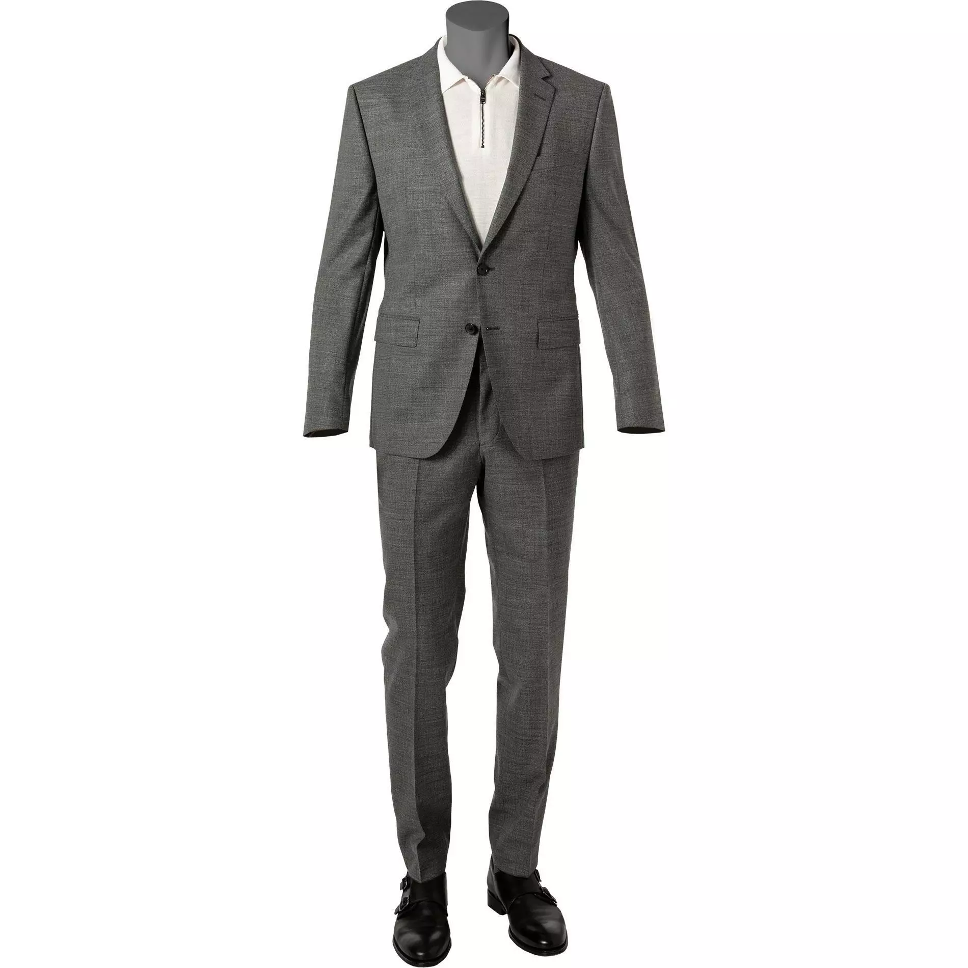 BOSS Anzug Huge-Genius 50460491+474/030 Slim Fit, Schurwolle, Grau meliert, Grau 3 BOSS Anzug Huge-Genius 50460491+474/030 Slim Fit, Schurwolle, Grau meliert, Grau