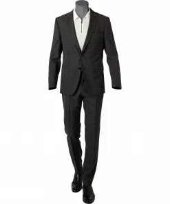 BOSS Anzug Huge-Genius 50460491+474/001 Slim Fit, Schurwolle, Schwarz meliert, Schwarz