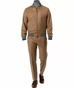 BOSS Anzug Hanry/Genius 50458797+788/262 Anzug Hanry-Genius, Slim Fit, Schurwoll-Stretch, Beige meliert, Beige