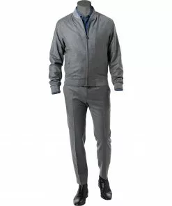 BOSS Anzug Hanry/Genius 50458797+788/030 Anzug Hanry-Genius, Slim Fit, Schurwoll-Stretch, Grau meliert, Grau