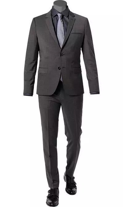 HUGO Anzug Arti-Hesten 50446523+520/028 Extra Slim Fit, Schurwoll-Stretch, Grau meliert, Grau 4 HUGO Anzug Arti-Hesten 50446523+520/028 Extra Slim Fit, Schurwoll-Stretch, Grau meliert, Grau – Bild 2