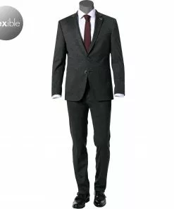 DIGEL Anzug Edison-Sergio 120163+110219/99770/40 Modern Fit, Jersey waschbar, Asphaltgrau meliert, Asphaltgrau