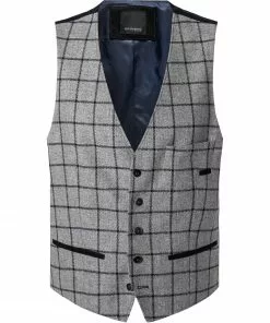 ROY ROBSON Weste 005055381466100/H050 Schurwolle, Grau-dunkelblau kariert, Grau-dunkelblau