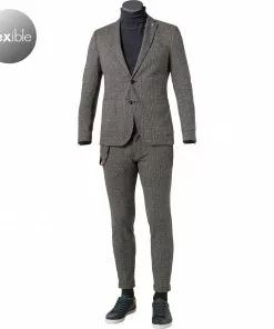 CG Anzug Cirk SV-Clow 12-009J3/225352+239333/82 Slim Fit, Jersey, Navy-braun kariert, Navy-braun