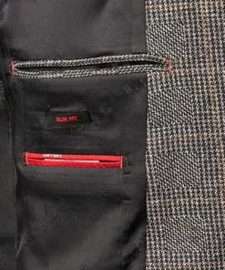 CG Anzug Cirk SV-Clow 12-009J3/225352+239333/82 Slim Fit, Jersey, Navy-braun kariert, Navy-braun -Anzüge & Westen Geschäft 377661 norm6