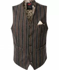 BOB Weste HILL505 T505/grigio Wolle, Grau-braun gestreift