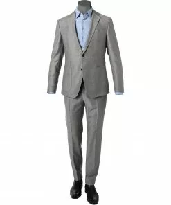 JOOP! Anzug Hustle-Bax 30029126+129/050 Slim Fit, Schurwoll-Stretch, Hellgrau meliert, Hellgrau