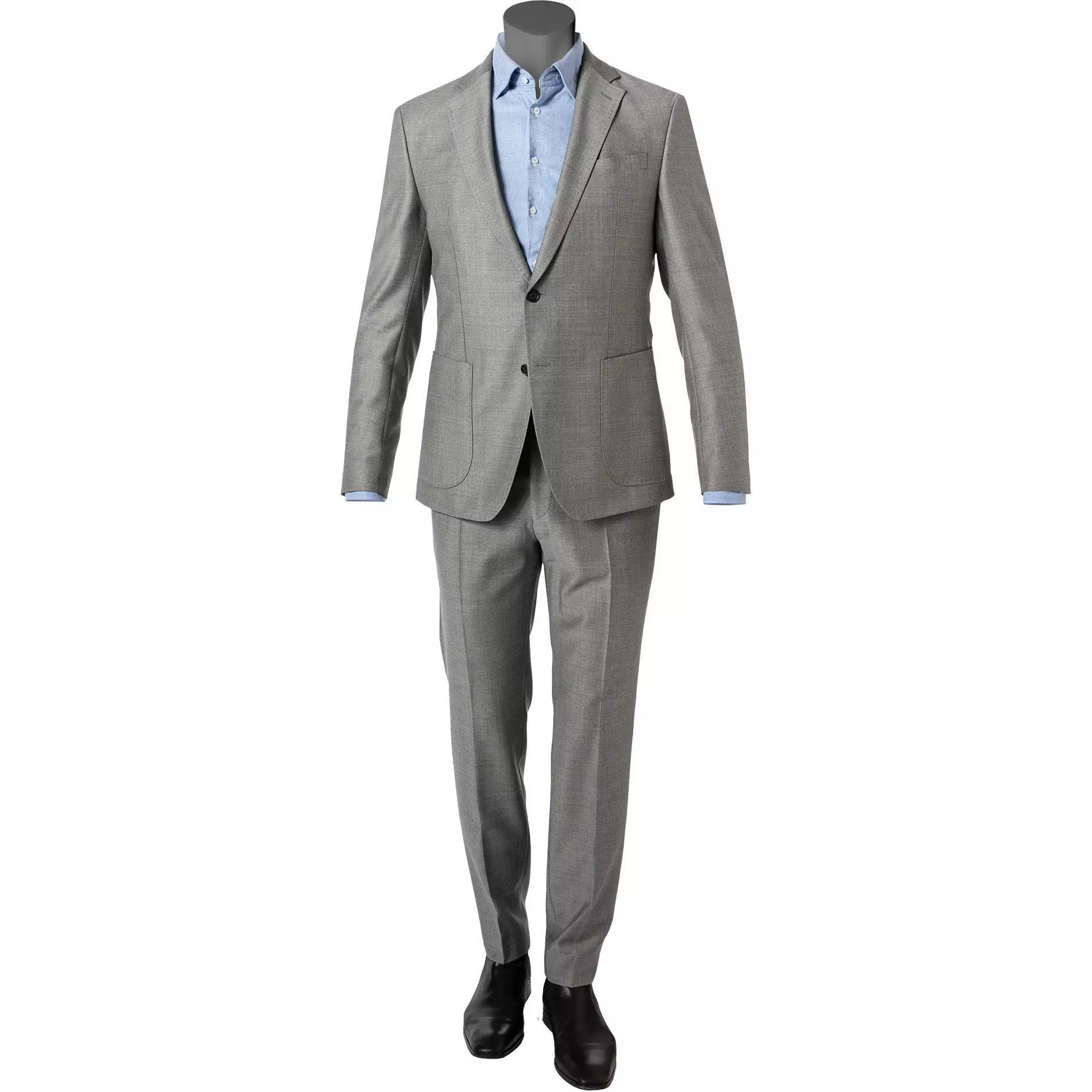JOOP! Anzug Hustle-Bax 30029126+129/050 Slim Fit, Schurwoll-Stretch, Hellgrau meliert, Hellgrau 3 JOOP! Anzug Hustle-Bax 30029126+129/050 Slim Fit, Schurwoll-Stretch, Hellgrau meliert, Hellgrau
