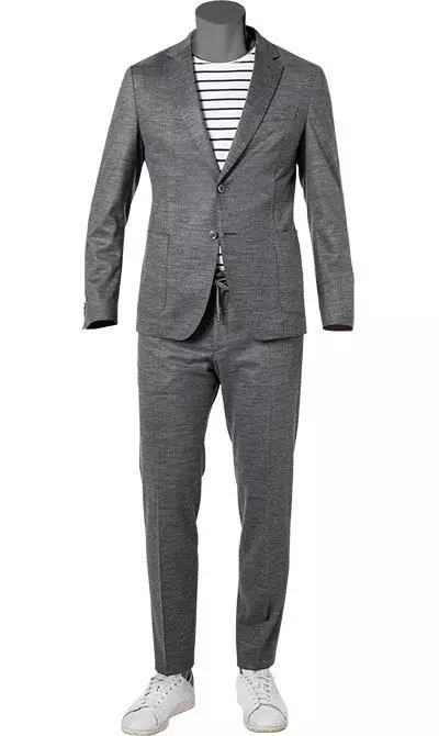 BOSS Anzug Hanry/Genius 50464701+70940/041 Slim Fit, Jersey halbgefüttert, Silbergrau meliert, Silber 4 BOSS Anzug Hanry/Genius 50464701+70940/041 Slim Fit, Jersey halbgefüttert, Silbergrau meliert, Silber – Bild 2