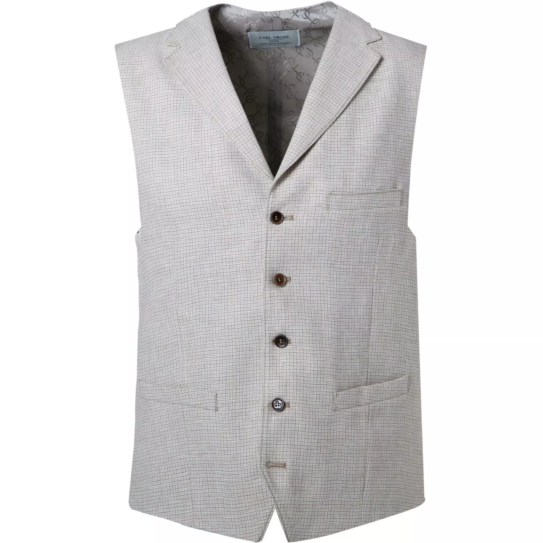 Carl Gross Weste 21-174N1/145170/21 Leinen, Sand kariert, Sand 3 Carl Gross Weste 21-174N1/145170/21 Leinen, Sand kariert, Sand