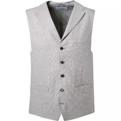 Carl Gross Weste 21-174N1/145170/21 Leinen, Sand kariert, Sand 4 Carl Gross Weste 21-174N1/145170/21 Leinen, Sand kariert, Sand – Bild 2