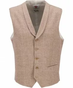 CG Weste Paddy 15-004S3/242340/22 Slim Fit, Baumwolle, Sand kariert, Sand