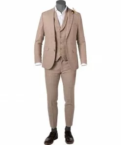 CG Anzug 15-004S3/225222+242340+230053/22 Sakko, Slim Fit, Baumwolle, Sand kariert, Sand