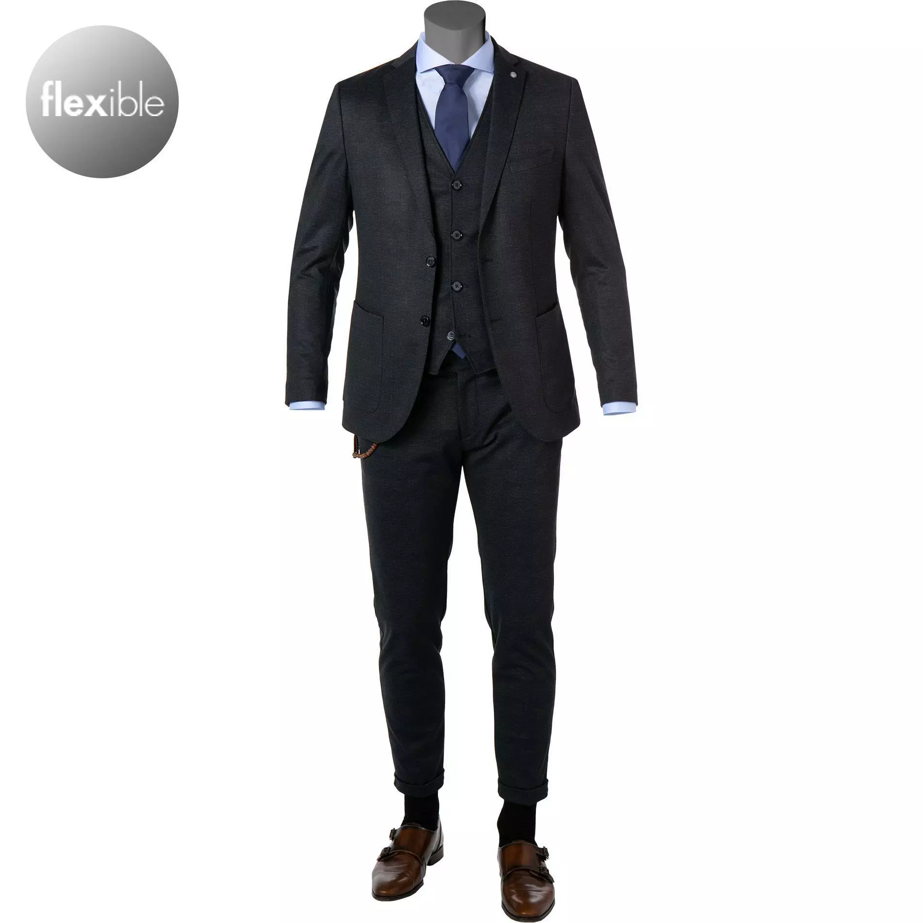 CG Anzug 00-151J3/424032+440023+431043 Slim Fit, Mikrofaser, Dunkelblau 3 CG Anzug 00-151J3/424032+440023+431043 Slim Fit, Mikrofaser, Dunkelblau