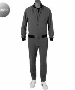 BOSS Anzug Hanry/Genius 50468913+8921/030 Anzug Hanry-Genius, Slim Fit, Mikrofaser, Grau meliert, Mittelgrau
