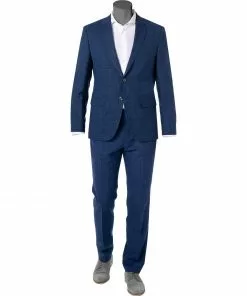 BOSS Anzug Jasper/Leon 50469527+9508/404 Regular Fit, Wolle-Leinen, Dunkelblau meliert, Dunkelblau
