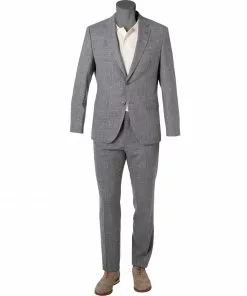 BOSS Anzug Jasper/Leon 50469527+9508/030 Regular Fit, Wolle-Leinen, Mittelgrau meliert, Mittelgrau